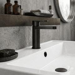 [BTPR405] Consall Round Mono Basin Mixer Tap with Push Button Waste - Choice of Finish - Silo