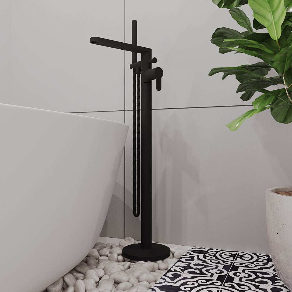 [BTPR421] Consall Freestanding Round Bath Shower Mixer Tap with Kit - Choice of Colour - Lifestyle 1