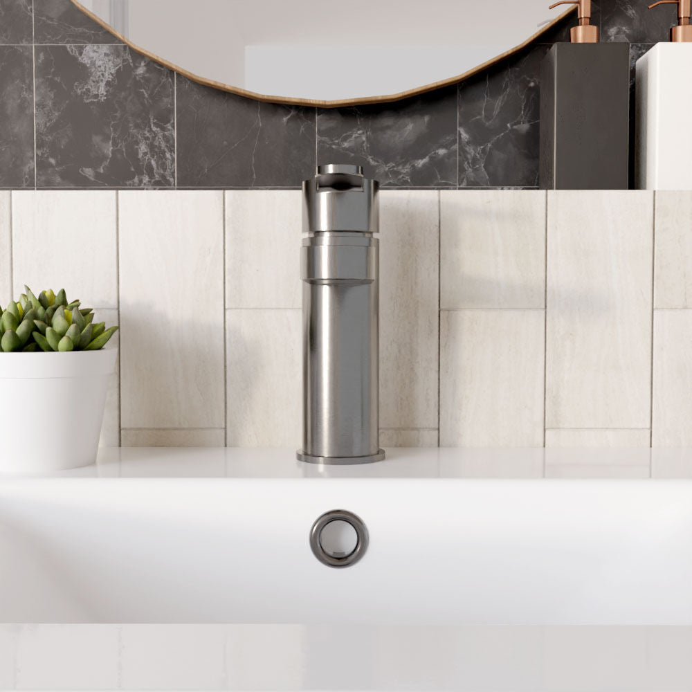 [BTPR705] Consall Round Mono Basin Mixer Tap with Push Button Waste - Choice of Finish - Lifestyle 1