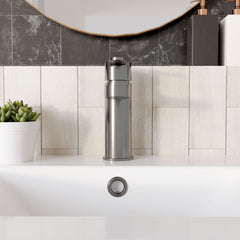 [BTPR705] Consall Round Mono Basin Mixer Tap with Push Button Waste - Choice of Finish - Lifestyle 1
