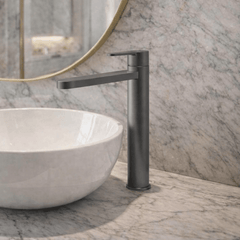 [BTPR770] Consall Round High-Rise Mono Basin Mixer Tap, 290 x 52 x 187mm - Choice of Finish - Silo