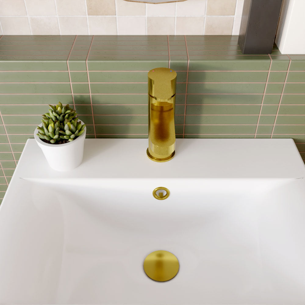 [BTPR805] Consall Round Mono Basin Mixer Tap with Push Button Waste - Choice of Finish - Lifestyle 2