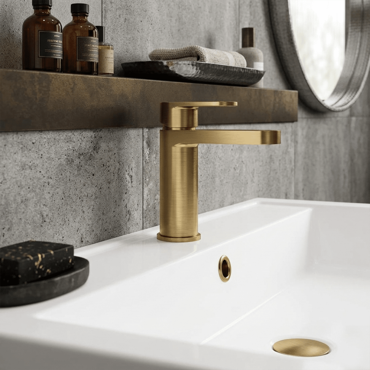 [BTPR805] Consall Round Mono Basin Mixer Tap with Push Button Waste - Choice of Finish - Silo
