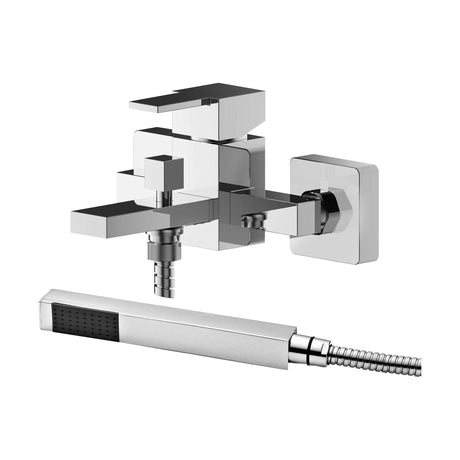 [BTRP316] Wall Mount Square Bath Shower Mixer Tap with Shower Kit - Chrome - Cutout