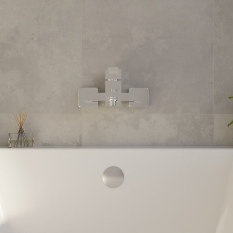 [BTRP316] Wall Mount Square Bath Shower Mixer Tap with Shower Kit - Chrome - Lifestyle 1
