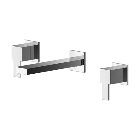 [BTRP317] Square Wall Mount 3 Tap Hole Basin Mixer Tap - Chrome - Cutout