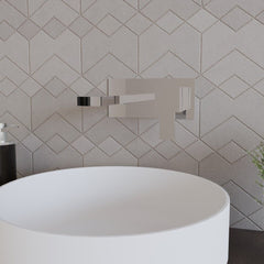 [BTRP328] Square Wall Mount 2 Tap Hole Basin Mixer Tap & Back Plate - Chrome - Lifestyle 1