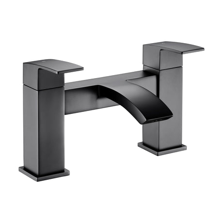 [BTSI403] Balterley Contemporary Square Dual Lever Deck Mounted Bath Filler Tap with Ceramic Disc Technology, 230 x 127 x 138mm, Matt Black - Cutout