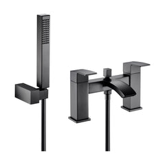 [BTSI404] Balterley Contemporary Dual Lever Deck Mounted Bath Shower Mixer Tap with Ceramic Disc Technology, 229 x 127 x 138mm, Matt Black - Cutout