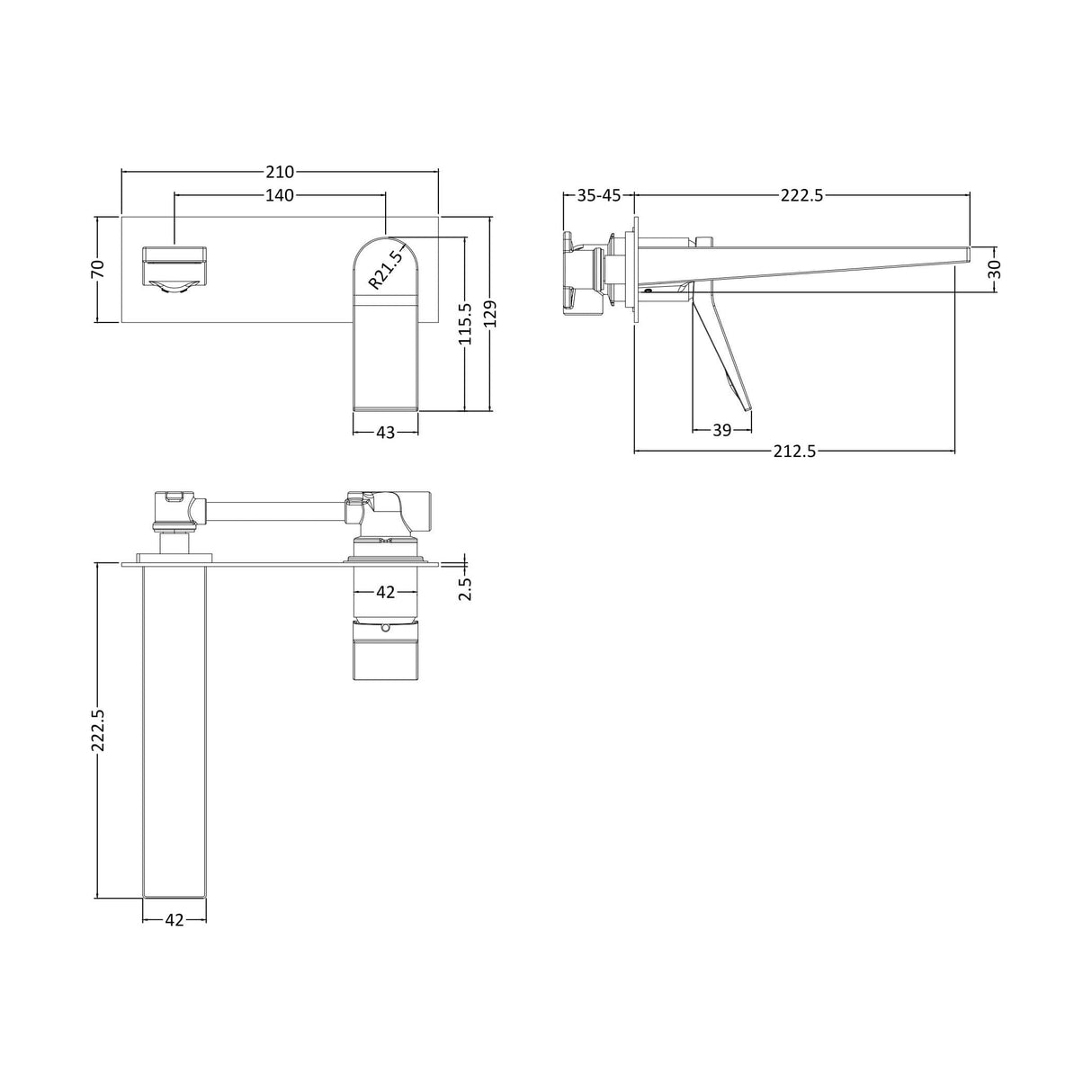 [BTSO328] W//M Single Lever Basin Mixer - Technical Drawing