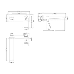 [BTSO328] W//M Single Lever Basin Mixer - Technical Drawing