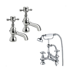 [BTT10104] Traditional Crosshead Bathroom Sink and Bath Taps - Choice of Style - Cutout