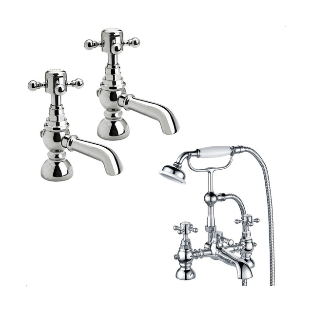[BTT10104] Traditional Crosshead Bathroom Sink and Bath Taps - Choice of Style - Cutout