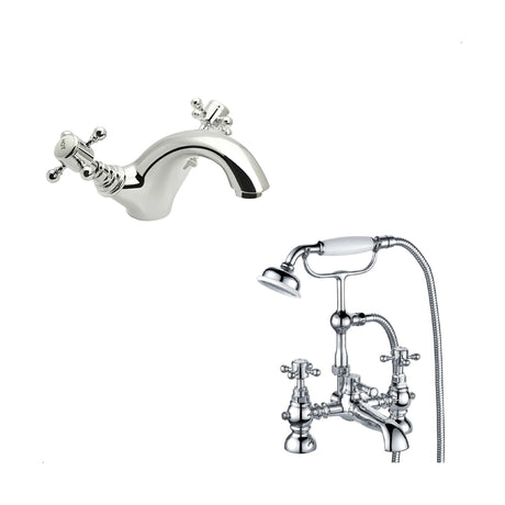 [BTT10204] Traditional Crosshead Bathroom Sink and Bath Taps - Choice of Style - Cutout