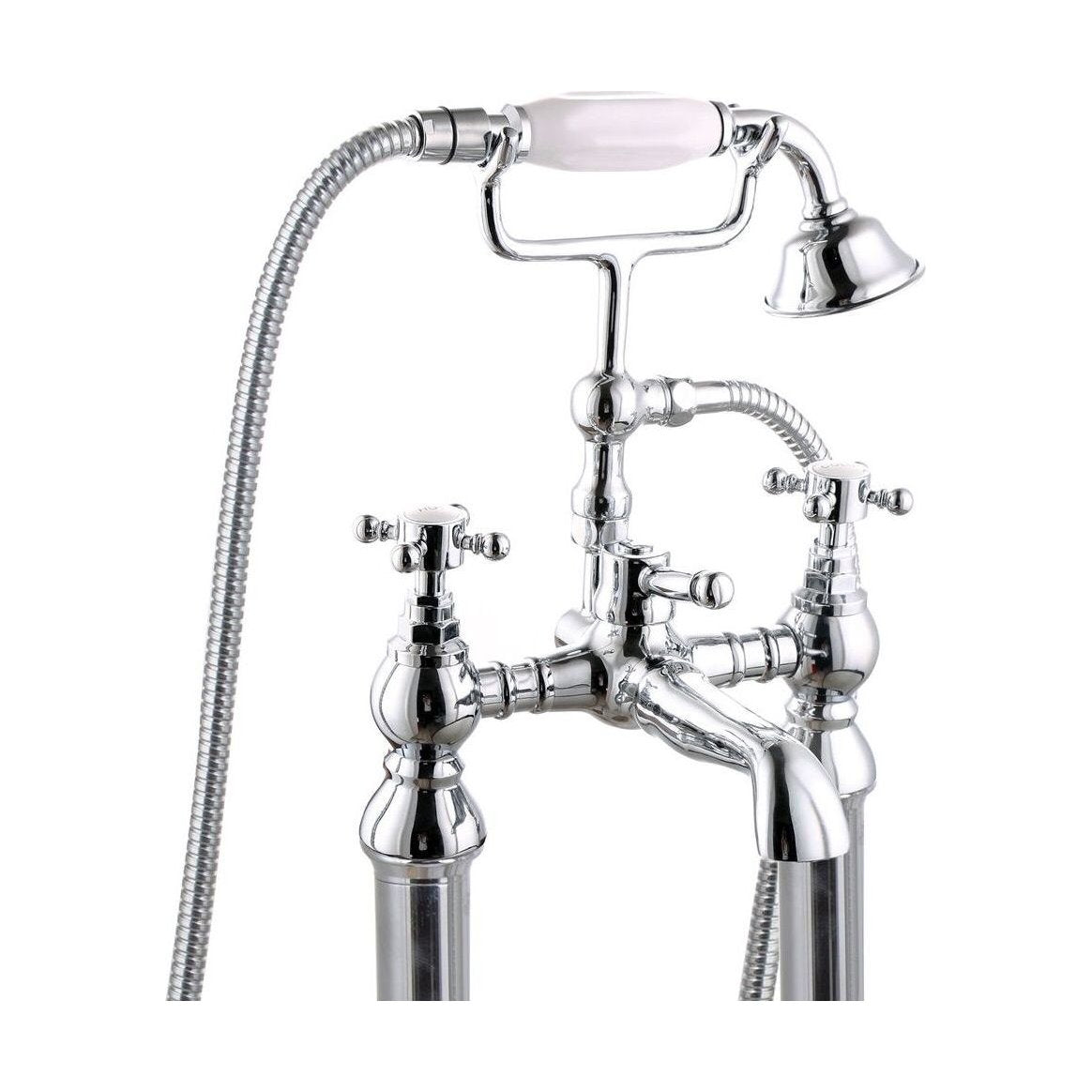 [BTT107] Traditional Bathroom Bath Shower Mixer – Crosshead, 121 x 72.5mm, Chrome - Cutout