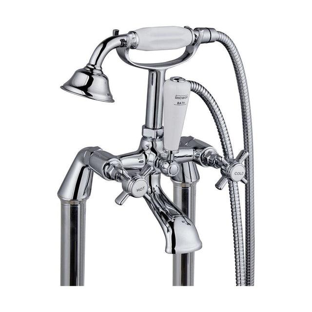 [BTT207] Traditional Bathroom Bath Shower Mixer – Crosshead, 860 x 150mm, Chrome - Cutout
