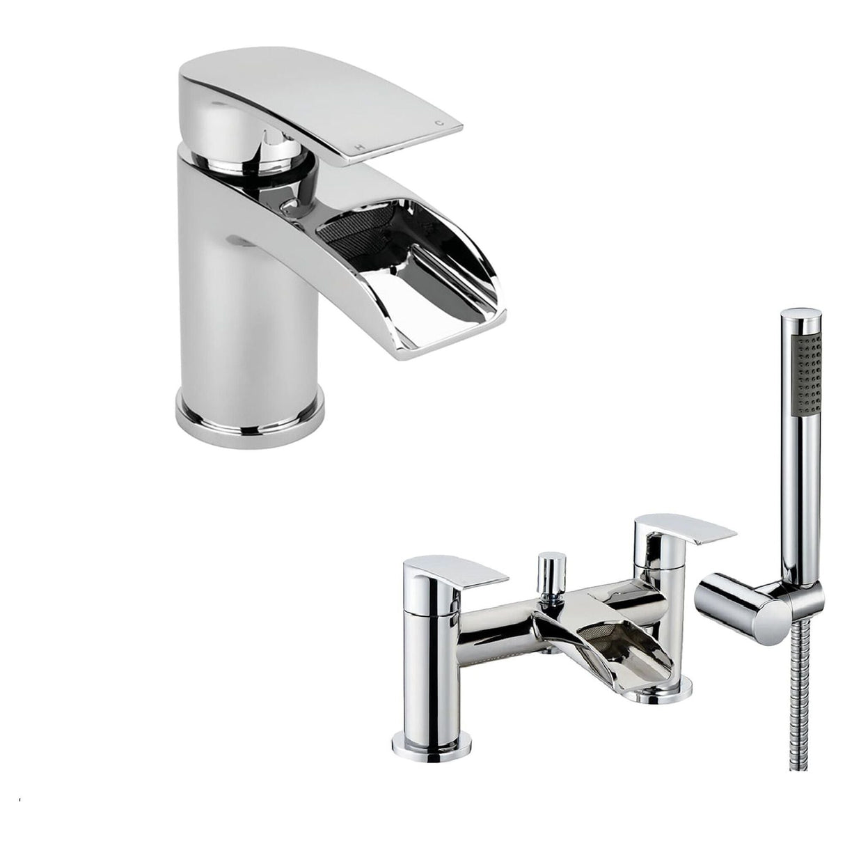[BTT30204] Mono Basin Mixer Tap & Bath Shower Mixer Tap Set - Chrome - Cutout