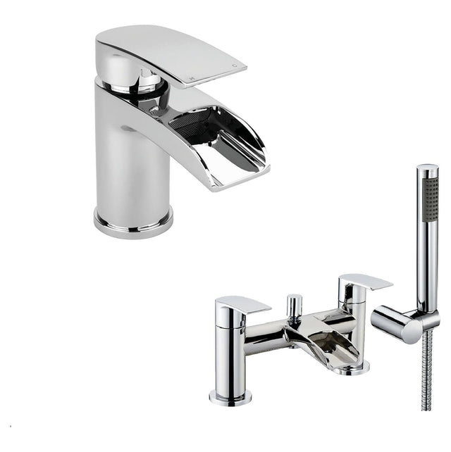 [BTT30204] Mono Basin Mixer Tap & Bath Shower Mixer Tap Set - Chrome - Cutout