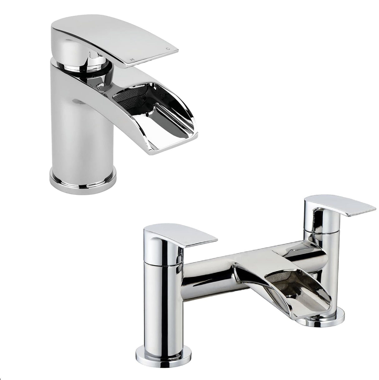 [BTT30205] Mono Waterfall Basin Mixer Tap & Bath Filler Set - Chrome - Cutout