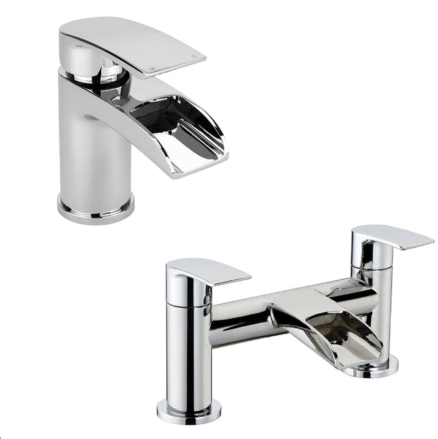 [BTT30205] Mono Waterfall Basin Mixer Tap & Bath Filler Set - Chrome - Cutout