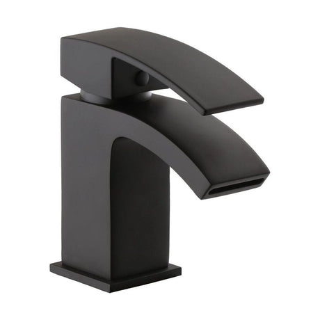 [BTTT1001] Contemporary Bathroom Mono Basin Tap – Square Lever, 275.5 x 140mm, Black - Cutout