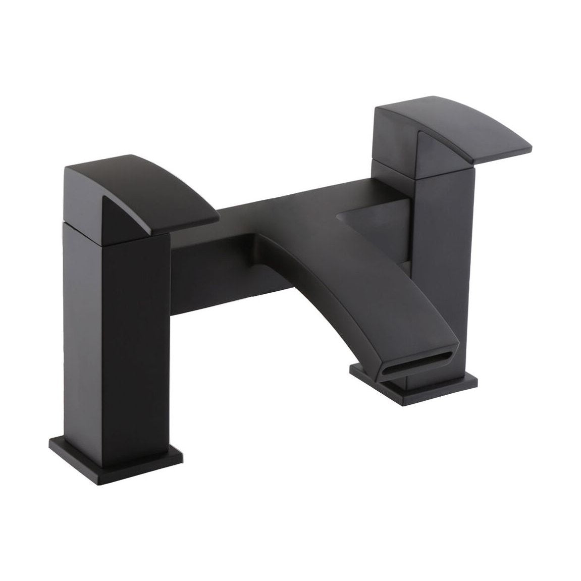 [BTTT1004] Contemporary Bathroom Curved Spout Deck Mounted Bath Filler Tap - Black - Cutout