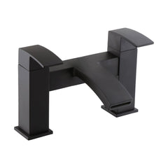[BTTT1004] Contemporary Bathroom Curved Spout Deck Mounted Bath Filler Tap - Black - Cutout