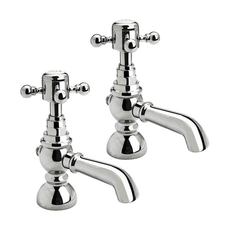 [BTTT101] Traditional Bathroom Basin Pillar Taps - Crosshead Handles - Chrome - Cutout