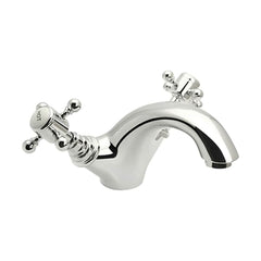 [BTTT102] Traditional Bathroom Mono Basin Mixer Tap - Crosshead Handles - Chrome - Cutout