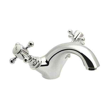 [BTTT102] Traditional Bathroom Mono Basin Mixer Tap - Crosshead Handles - Chrome - Cutout