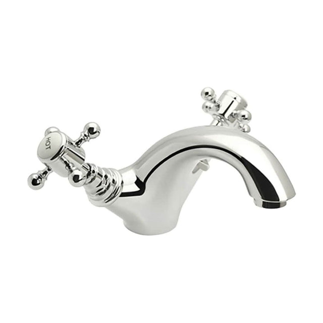 [BTTT102] Traditional Bathroom Mono Basin Mixer Tap - Crosshead Handles - Chrome - Cutout