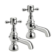 [BTTT106] Traditional Bathroom Bath Pillar Taps - Crosshead Handles - Chrome - Cutout