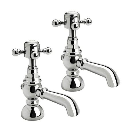 [BTTT106] Traditional Bathroom Bath Pillar Taps - Crosshead Handles - Chrome - Cutout