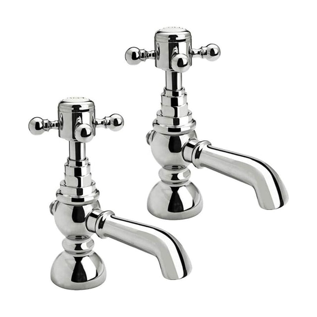 [BTTT106] Traditional Bathroom Bath Pillar Taps - Crosshead Handles - Chrome - Cutout