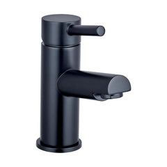 [BTTT1102] Modern Bathroom Round Minimalist Mono Basin Mixer Tap - Black - Cutout