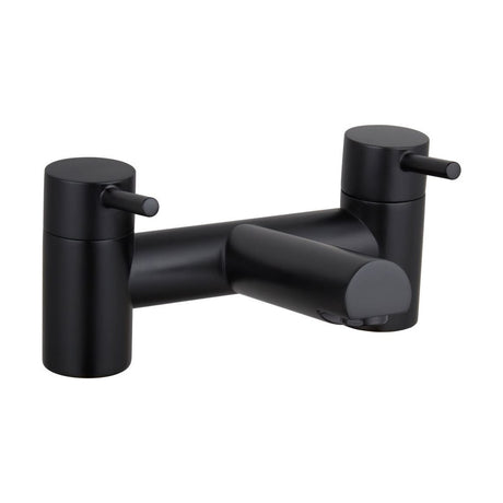 [BTTT1104] Modern Bathroom Round Minimalist Deck Mounted Bath Filler Tap - Black - Cutout