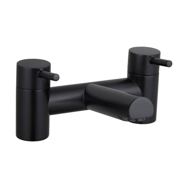 [BTTT1104] Modern Bathroom Round Minimalist Deck Mounted Bath Filler Tap - Black - Cutout