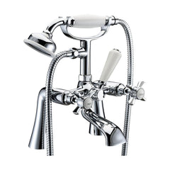 [BTTT204] Traditional Crosshead Deck Mounted Bath Shower Mixer Tap and Kit - Chrome - Cutout