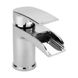 [BTTT302] Modern Bathroom Waterfall Spout Mono Basin Mixer Tap - Chrome - Cutout