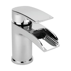 [BTTT302] Modern Bathroom Waterfall Spout Mono Basin Mixer Tap - Chrome - Cutout