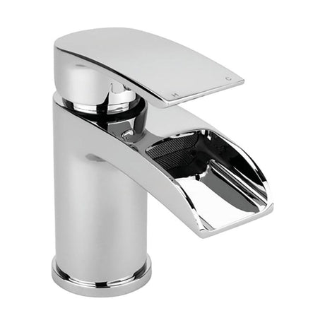 [BTTT302] Modern Bathroom Waterfall Spout Mono Basin Mixer Tap - Chrome - Cutout