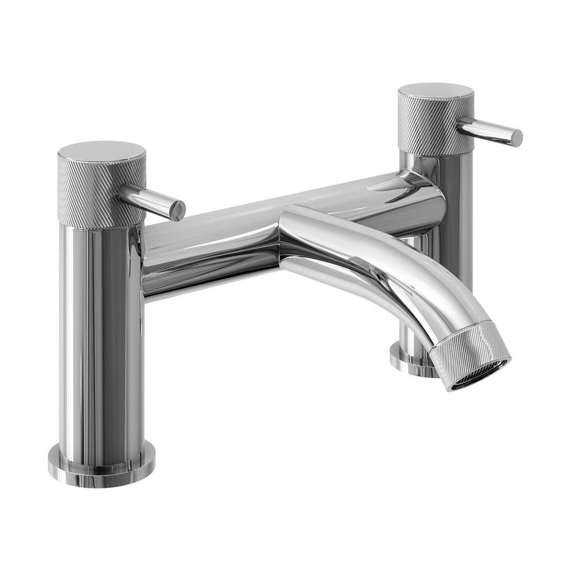 [BTTT751] Round Deck Mounted Bath Filler Tap with Industrial Style Detailing - Chrome - Cutout