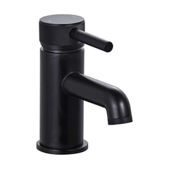 [BTTT760] Round Mono Basin Mixer Tap with Industrial Style Detailing - Black - Cutout