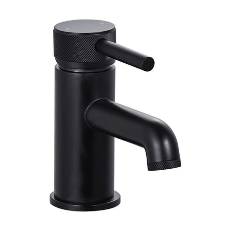 [BTTT760] Round Mono Basin Mixer Tap with Industrial Style Detailing - Black - Cutout