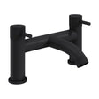 [BTTT761] Round Deck Mounted Bath Filler Tap with Industrial Style Detailing - Black - Cutout