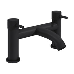 [BTTT761] Round Deck Mounted Bath Filler Tap with Industrial Style Detailing - Black - Cutout