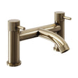 [BTTT771] Round Deck Mounted Bath Filler Tap with Industrial Style Detailing - Brushed Brass - Cutout