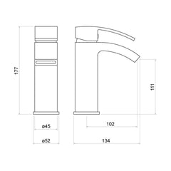 [BTTT802] Knole Mono Basin Mixer - Technical Drawing