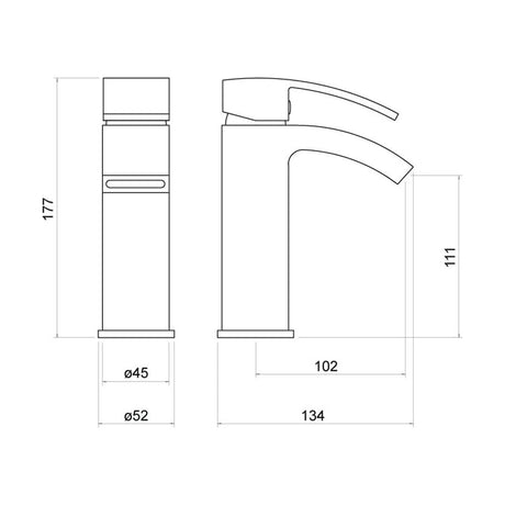 [BTTT802] Knole Mono Basin Mixer - Technical Drawing