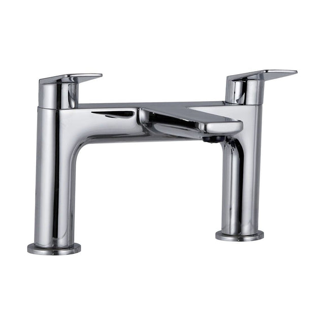 [BTTT853] Contemporary Deck Mounted Bath Filler Tap with Two Lever Handles - Chrome - Cutout